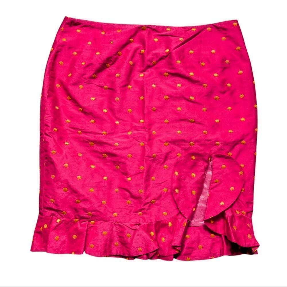 CK BRADLEY New York Fushia/Yellow Silk Ruffle skirt (8)
